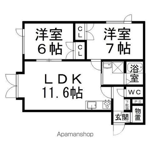 ルミエールE(2LDK/2階)の間取り写真