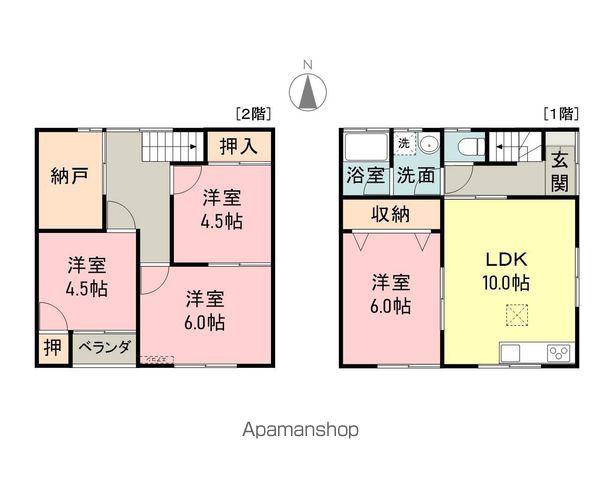 ハピラインふくい 福井駅(福井) バス乗車時間:15分 自動車学校入口バス停で下車 徒歩5分 2階建 築38年(4SLDK)の間取り写真