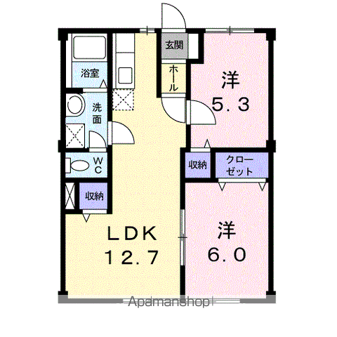 トラッド青葉(2LDK/1階)の間取り写真