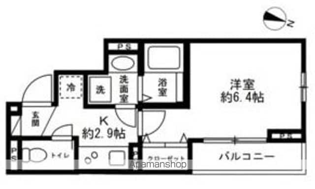 ベルウェル亀岡(1K/2階)の間取り写真