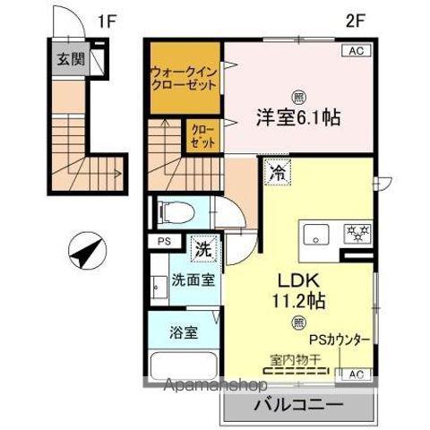 AMULETTE NEXIA COURTアミュレット・ネクシア(1LDK/2階)の間取り写真