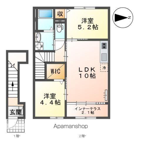 フレグラント・オリーヴ(2LDK/2階)の間取り写真