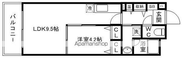 ハイパディ六本松弐番館(1LDK/7階)の間取り写真