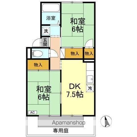 ラフィーネA棟(2DK/1階)の間取り写真