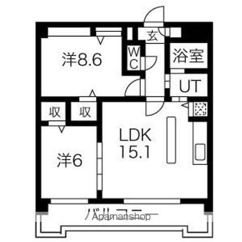 ピオーネ覚王山(2LDK/3階)の間取り写真