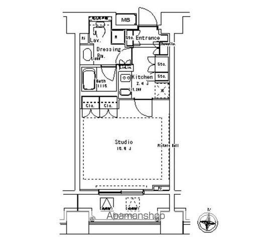 パークアクシス御茶ノ水ステージ(1K/1階)の間取り写真