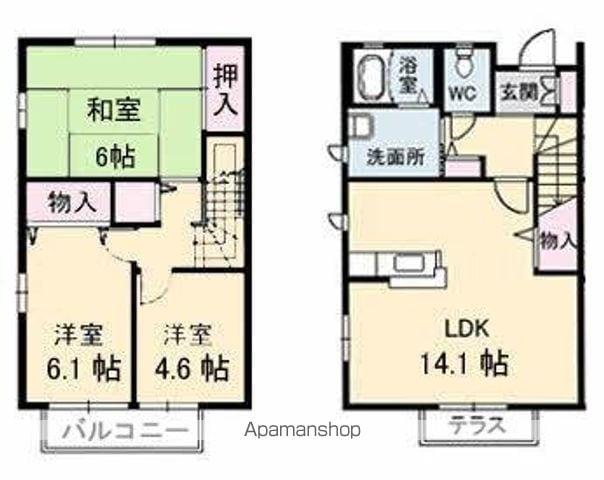 グリーンハイツ木太A・B・C・D棟(3LDK/1階)の間取り写真