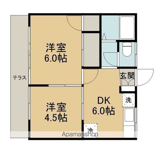 木下ハイツ(2DK/1階)の間取り写真