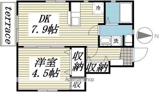 ディアコート鷹乃杜(1DK/1階)の間取り写真
