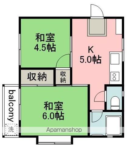 レモニーハイツ(2K/1階)の間取り写真