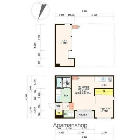 蛍池ヒルズ バル(1LDK/1階)の間取り写真