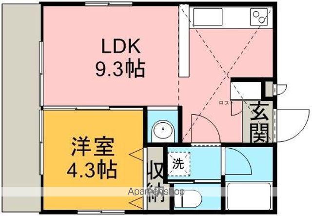 グランモア坂戸B(1LDK/1階)の間取り写真