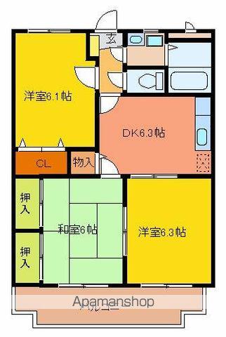 鯉田マンション(3DK/3階)の間取り写真