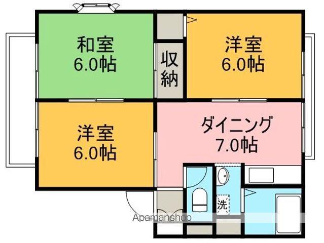 サンリヴェールA棟(3DK/2階)の間取り写真