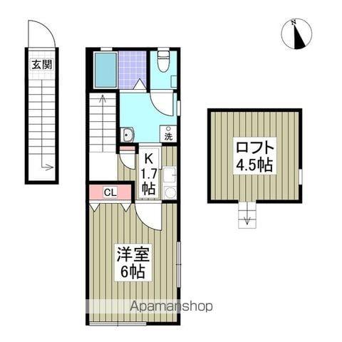 ワイズときわ台(1K/2階)の間取り写真