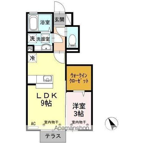 カレンデュラⅡ(1LDK/1階)の間取り写真