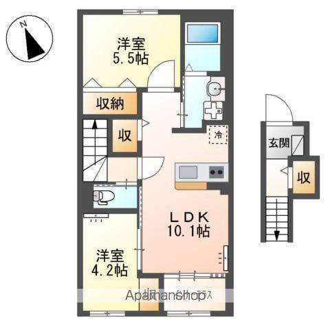 グランプラム本町(2LDK/2階)の間取り写真