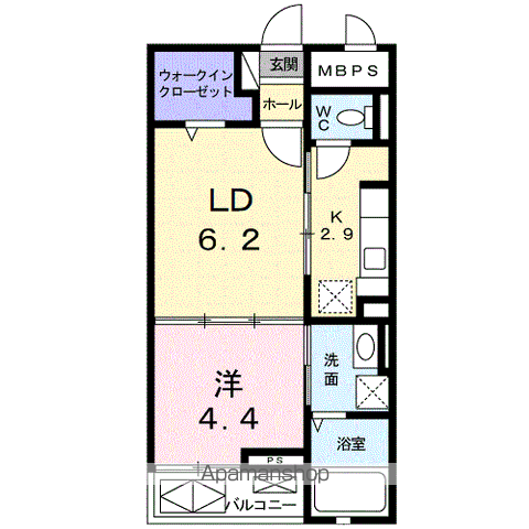 ベルファミーユ(1LDK/2階)の間取り写真