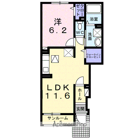 グランシャリオM(1LDK/1階)の間取り写真