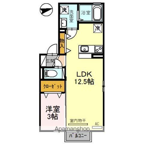 ベルメゾン(1LDK/2階)の間取り写真
