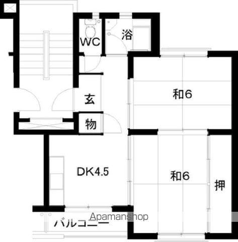 鹿児島本線 都府楼南駅 徒歩4分 5階建 築55年(2K/5階)の間取り写真