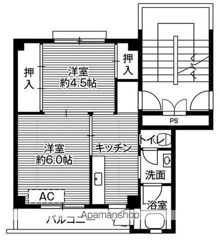 ビレッジハウス玖珂2号棟(2K/5階)の間取り写真