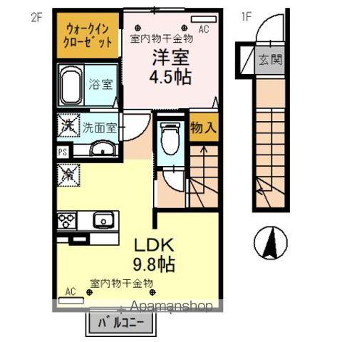 ヴィヨレ・パルク(1LDK/2階)の間取り写真