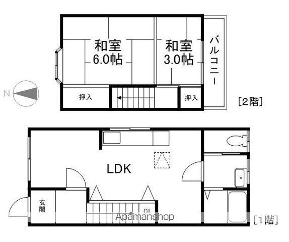 京阪電気鉄道石坂線 滋賀里駅 徒歩10分 2階建 築56年(2LDK)の間取り写真