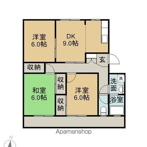 コーポラス弥生(2LDK/3階)の間取り写真