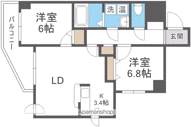 ヴィラ福住(2LDK/9階)の間取り写真