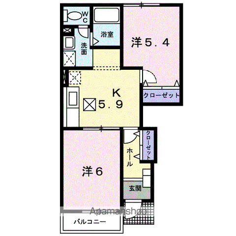 ル・ハーモニー(2K/1階)の間取り写真