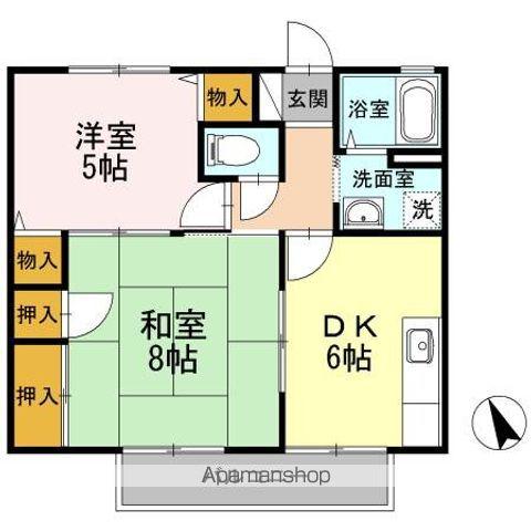 ハイツアベニールA・B棟(2DK/1階)の間取り写真