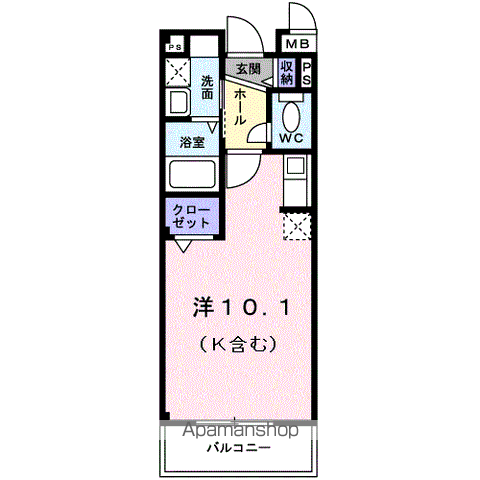 ウィンドワード(ワンルーム/1階)の間取り写真