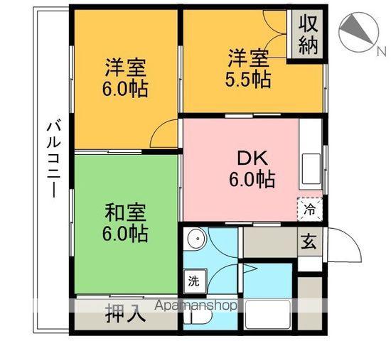 コーポ北秦(3DK/1階)の間取り写真