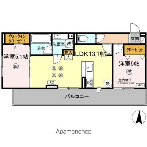 DーROOM今宿駅前1丁目(2LDK/2階)の間取り写真