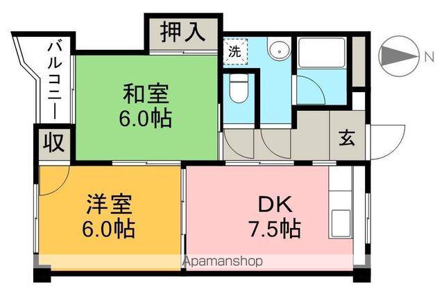 ガーデンハイツ永野Ⅰ(2DK/3階)の間取り写真