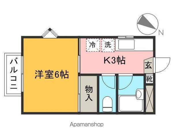 クレスト下藤沢(1K/2階)の間取り写真