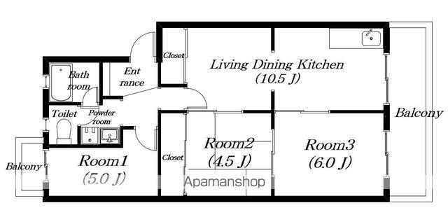 メゾン国分(3LDK/2階)の間取り写真