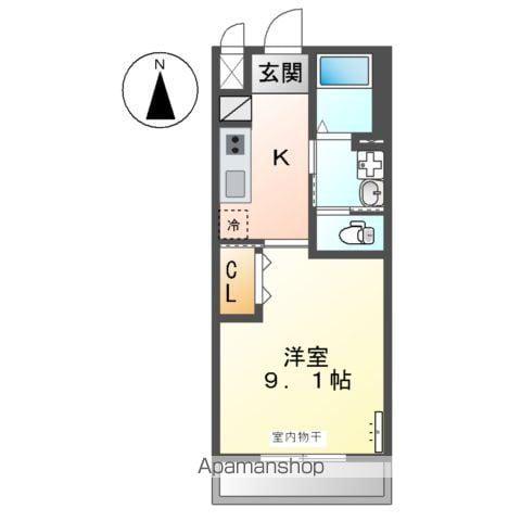 プリムール(1K/2階)の間取り写真