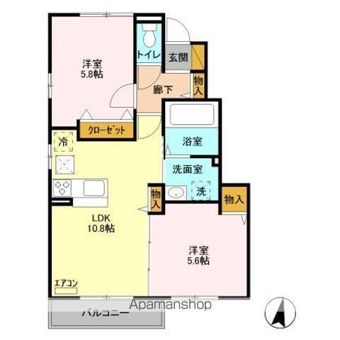 フォーゲルテラス リラ I(2LDK/1階)の間取り写真