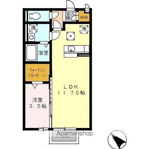 ボン・ヴォヤージュⅢ(1LDK/2階)の間取り写真