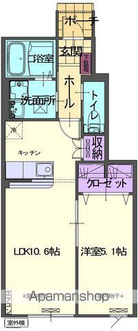 LA ASH Ⅱ(1LDK/1階)の間取り写真