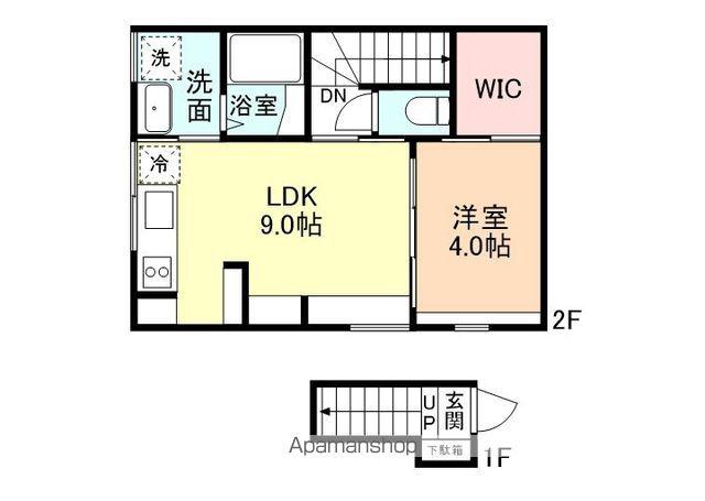 富山市向新庄町4丁目アパートB棟(1LDK/2階)の間取り写真