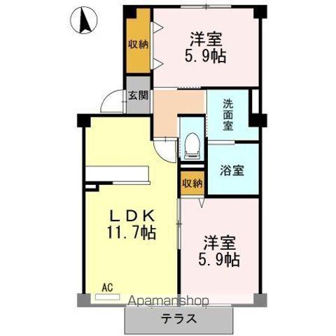 ラフティ Ⅰ(2LDK/1階)の間取り写真