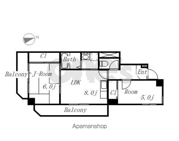 田中コーポラス(2LDK/5階)の間取り写真
