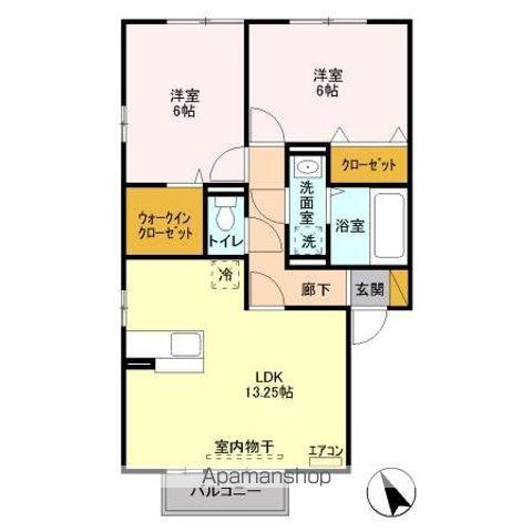 アンベリールB(2LDK/2階)の間取り写真