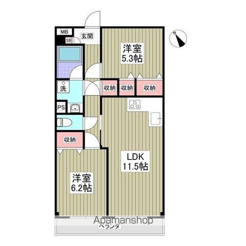 グランドマンション中内出(2LDK/3階)の間取り写真