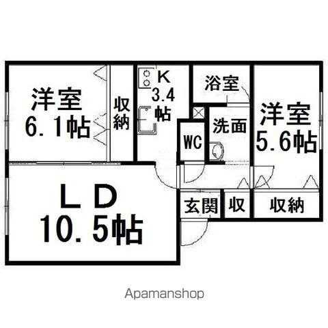AP優福エターナル(2LDK/1階)の間取り写真