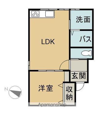 カンパニア西の土居弐番館(1LDK/1階)の間取り写真