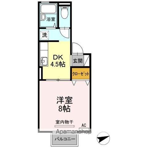 シャトル沖浜C(1DK/1階)の間取り写真